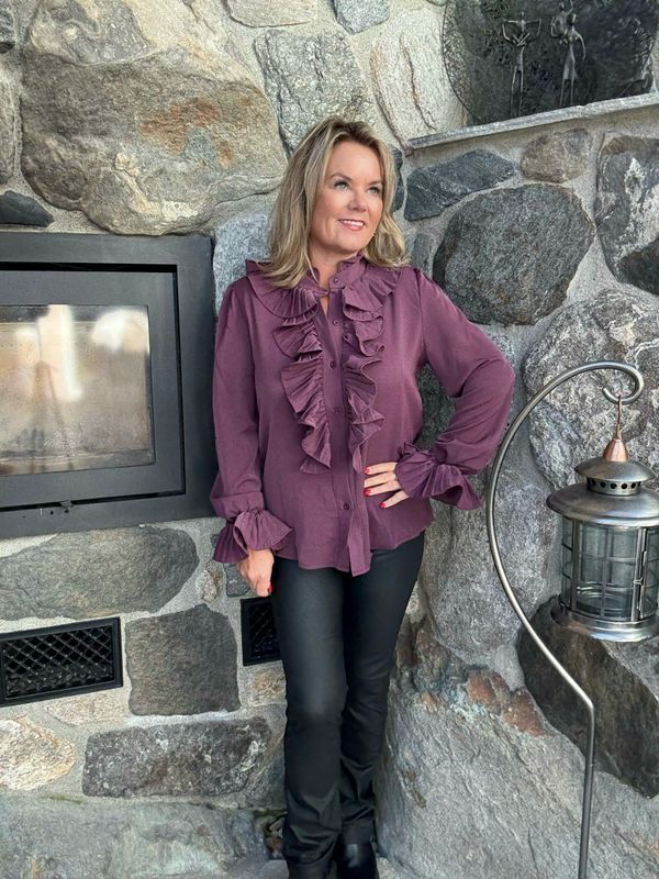 Plisse bluse borduax