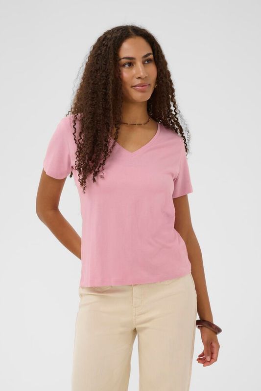 Naia Deep V-neck T-Shirt Pink