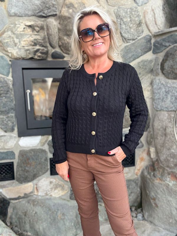 Cabel cardigan sort 