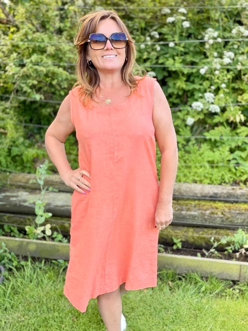 Hovedbilde Lava dress  med knapper salmon