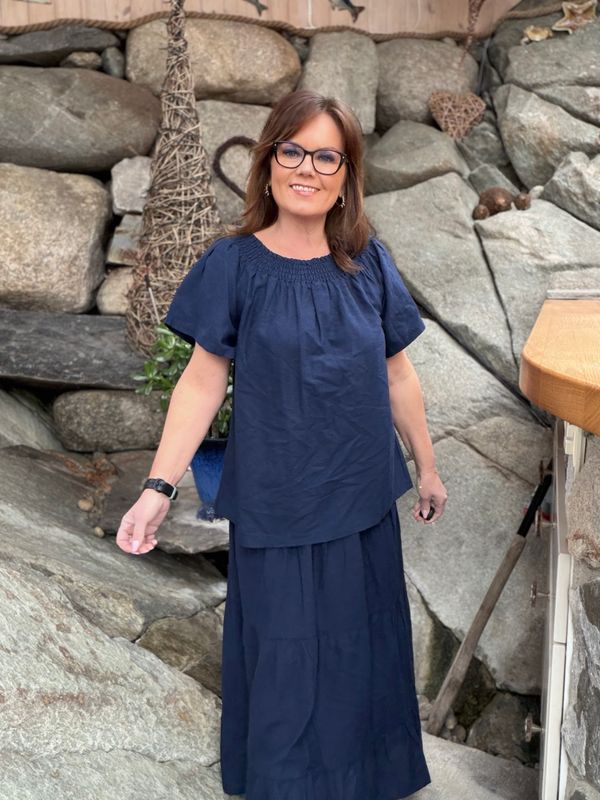Vicky smock bluse navy 