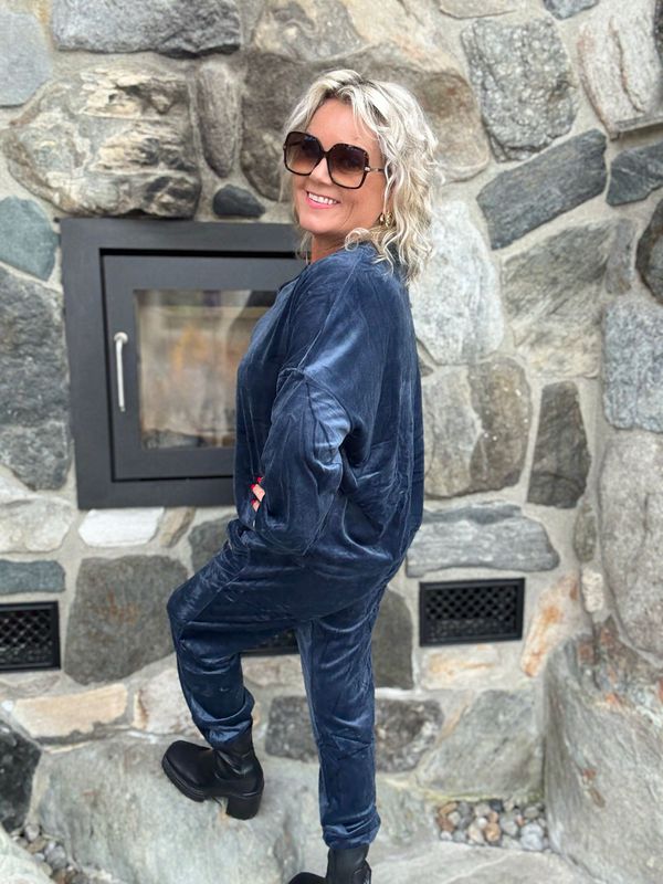 Lux Velour sett marineblå