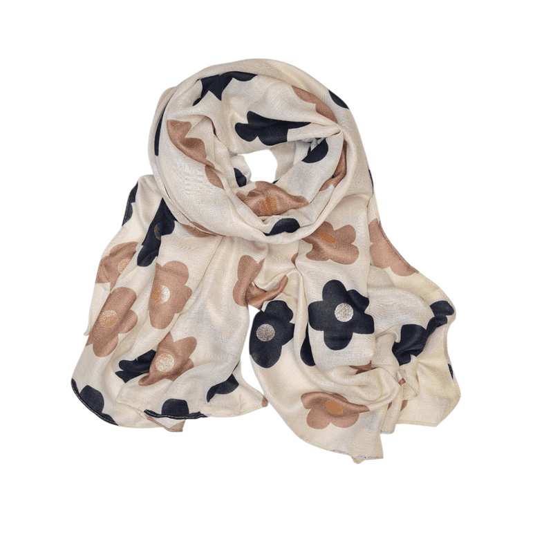 Skjerf12 blomster beige