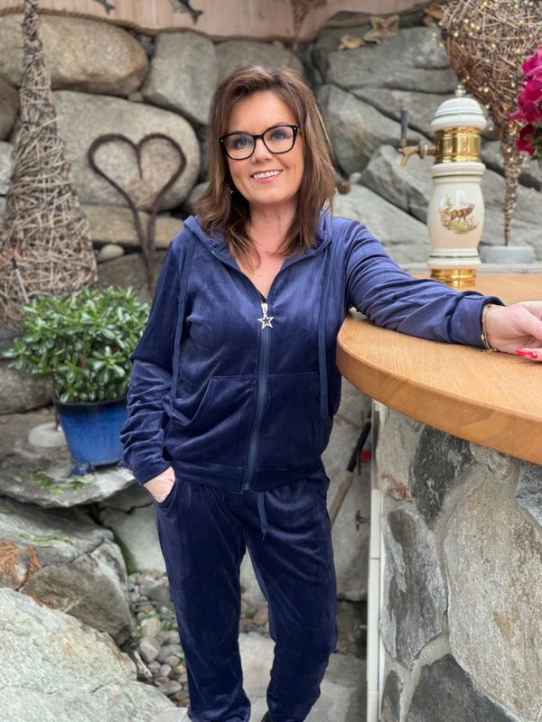 Velourdress med glidelås navy