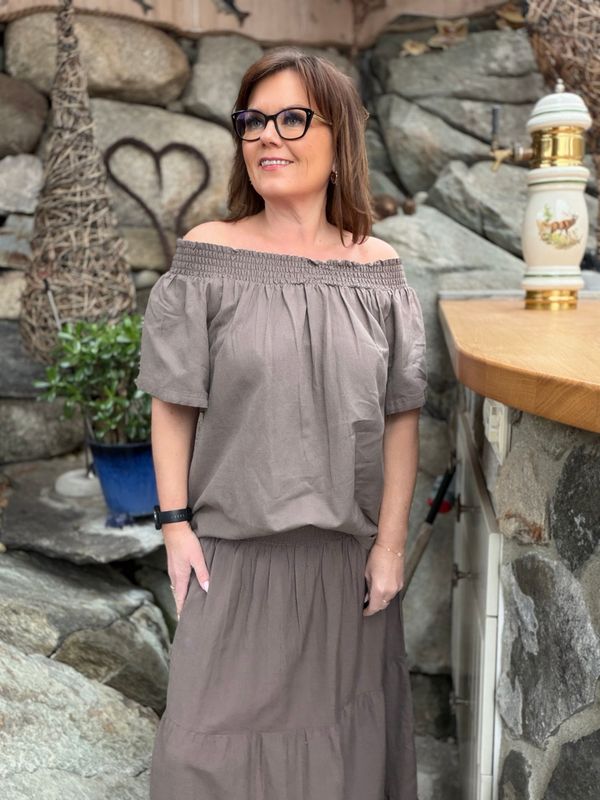 Vicky smock bluse earth 