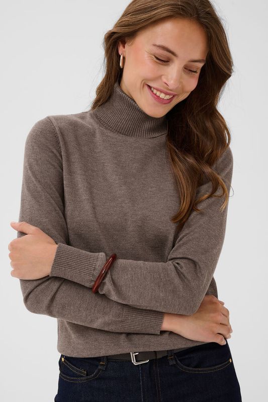 MilaSZ Rollneck Pullover Mink Melange - Brown 