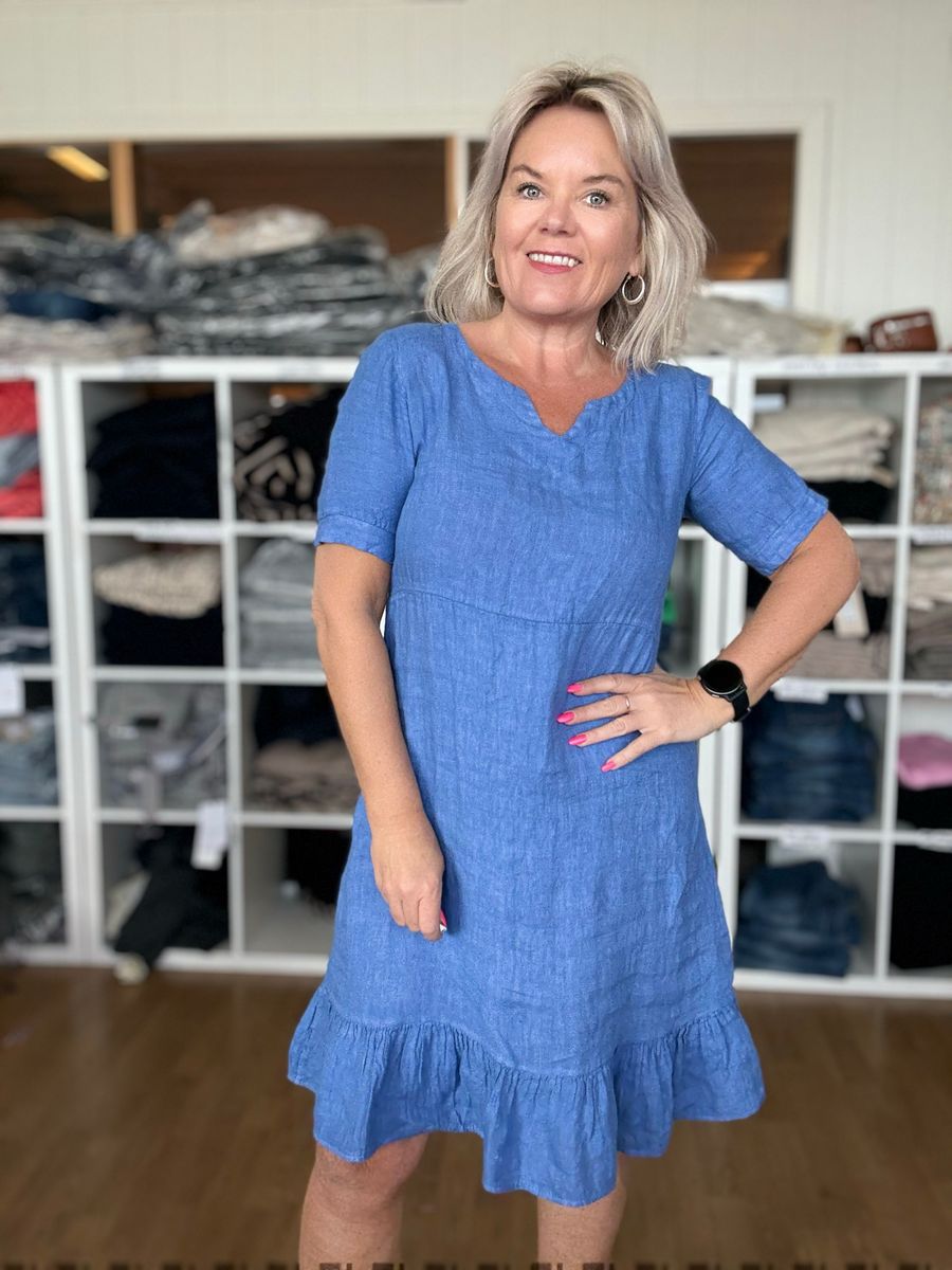Frida lin dress blå 