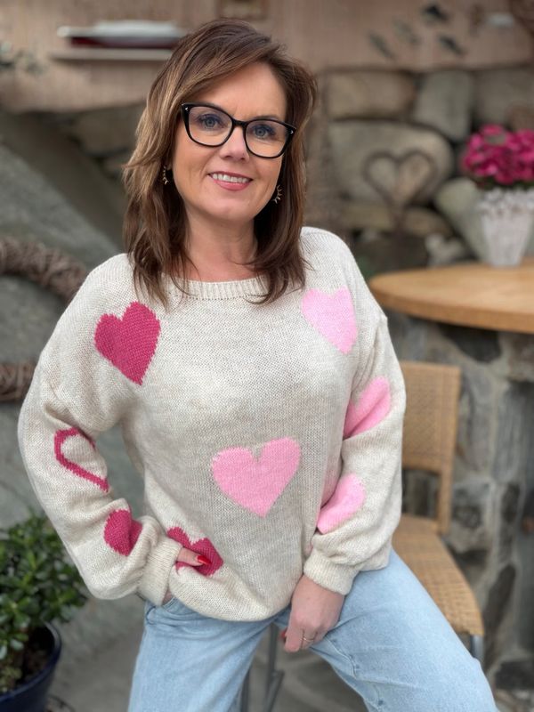 Heart knit  genser rosa 