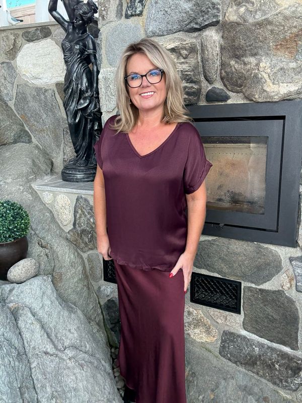 Basic v-nevck topp bordaux 