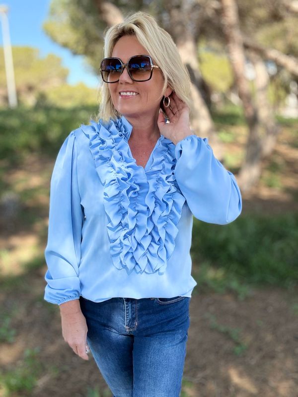 Lux frill blouse soft blue