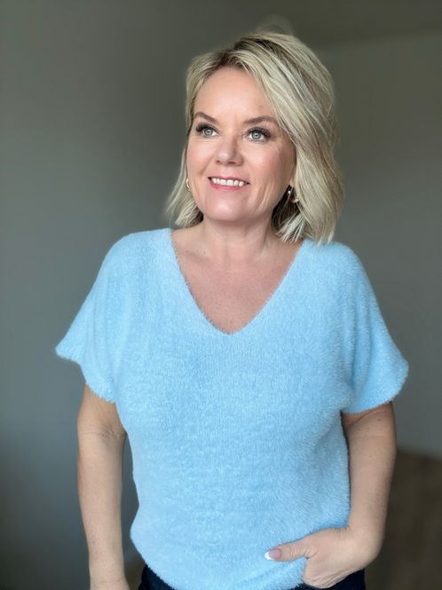 Hovedbilde Plys v- neck knit soft blue